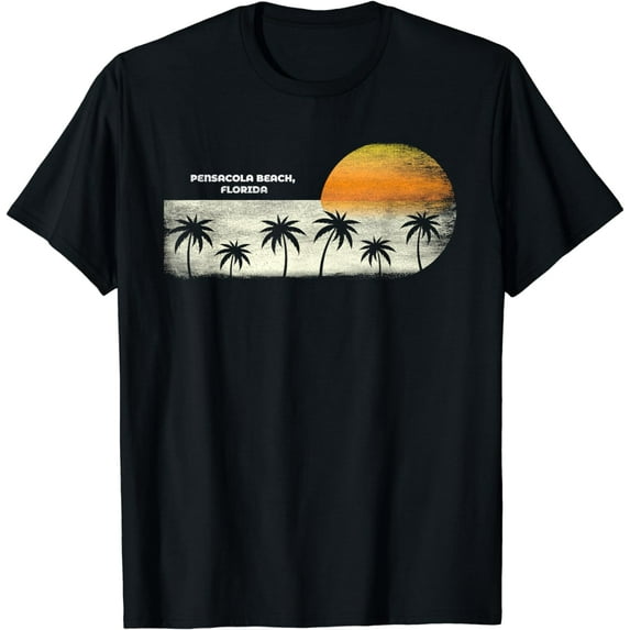 Vintage Pensacola Beach FL Ocean Sunset and Palm Trees T-Shirt