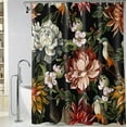 thumbnail image 1 of Vintage Peonies Roses and Birds Shower Curtain, Waterproof Fabric Black Floral Bathroom Shower Curtain with 12 Hooks, 72 x 72 Inch, 1 of 6