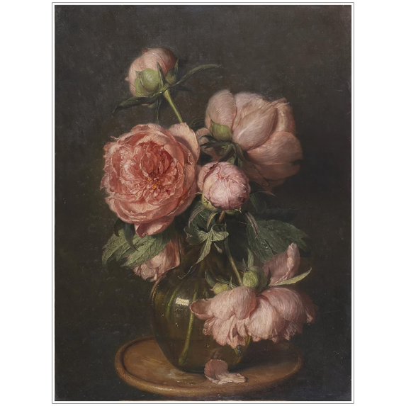 Vintage Peony Oil Painting Famous Art Botanical Flower Wall Art Floral Aesthetic Poster Retro Mid Century Modern Gallery Prints Dark Academia Wall Decor For Bedroom Living Room 12x16in Unframed