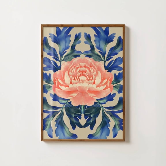 Vintage Peony Print Peonies Wall Art Maximalist Flowers Art Linocut Print Moody Floral Print Abstract Flower Antique Flower Home Decor #858, Unframed Poster Size 8x12
