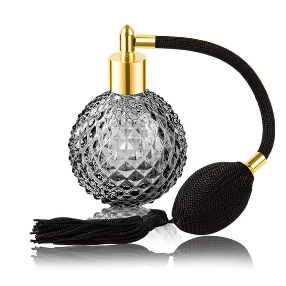 Vintage Perfume Spray Bottle 100ml Vintage Refillable Perfume Bottle with Long Tassel Black