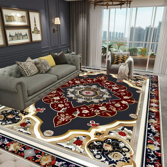 Vintage Persian Red Carpet Living Room High-end Luxury Rug Bohemia Bedroom r Rug Tea Table Anti-slip
