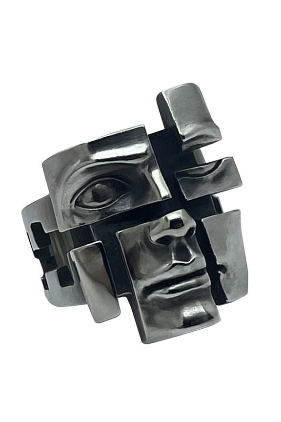 Vintage Personality Split Mask Rings Unique Designs Alloy Rings for Artistic Expression and Fashion Enthusiasts