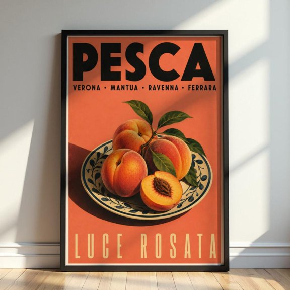 Vintage Pesca Retro Peach Wall Art Italian Fruit Kitchen Print, Unframed Paper Print