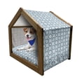 thumbnail image 1 of Vintage Pet House, Blue Toned Composition with Curls and Flowers Traditional Arrangement, Outdoor & Indoor Portable Dog Kennel with Pillow and Cover, 5 Sizes, Slate Blue and Pale Blue, by Ambesonne, 1 of 5