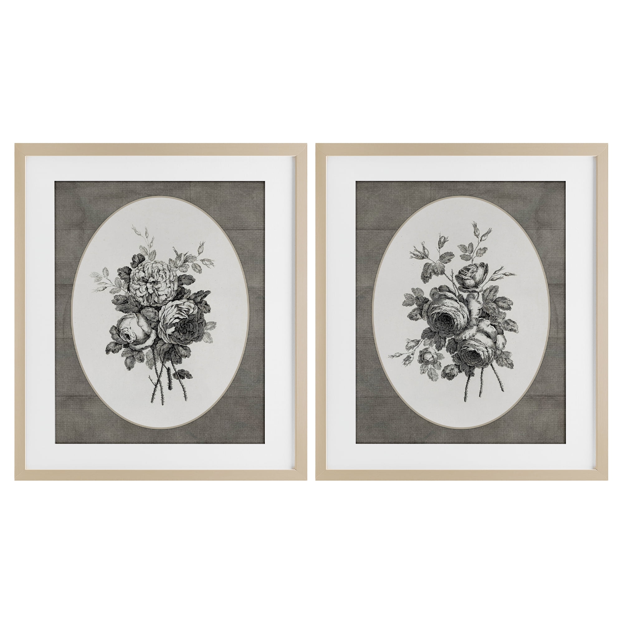 Vintage Petal Bundle Details 2 Piece Birch Framed Print Under Glass Set, design by Lettered and Lined