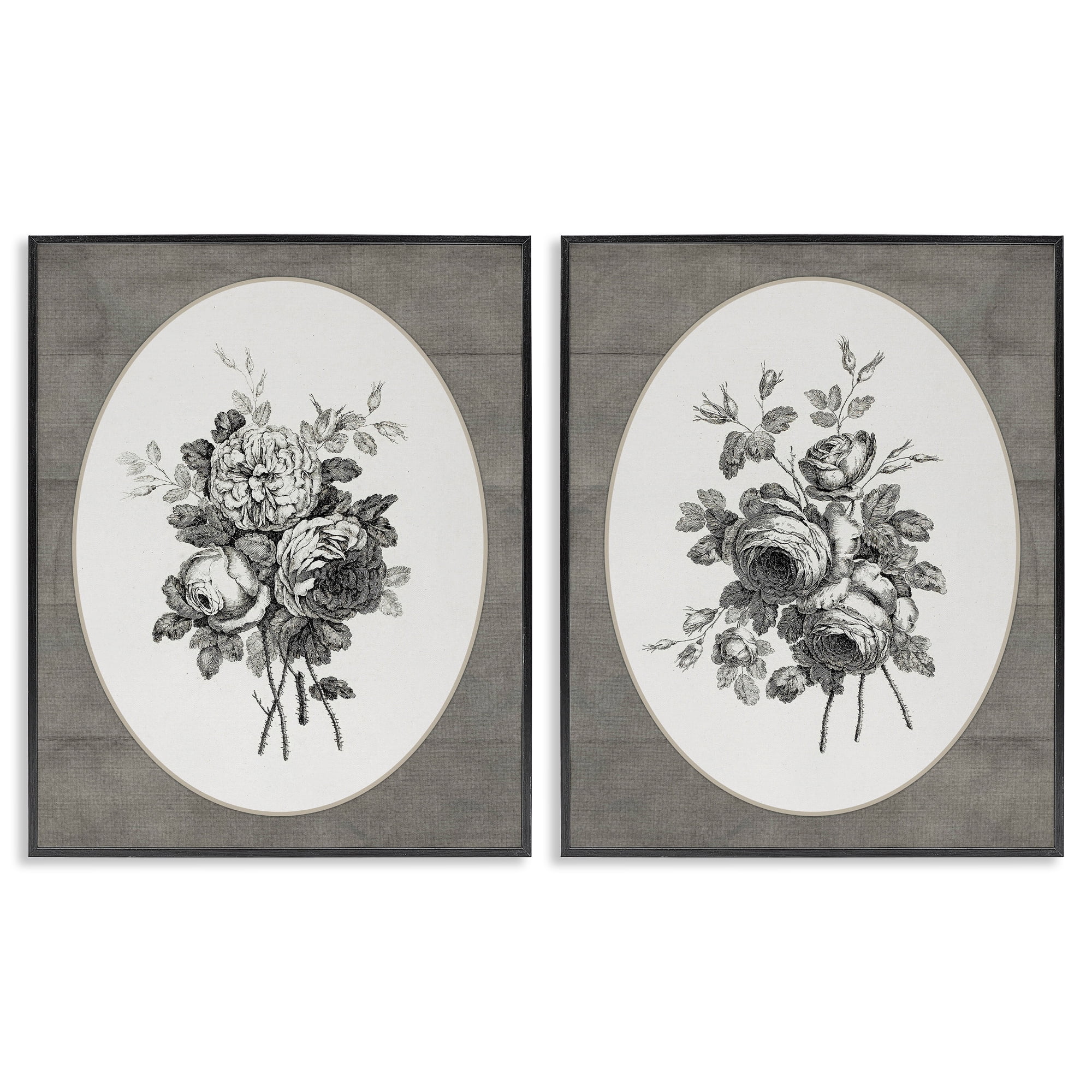 Vintage Petal Bundle Details 2 Piece Black Framed Giclee Art Set, design by Lettered and Lined