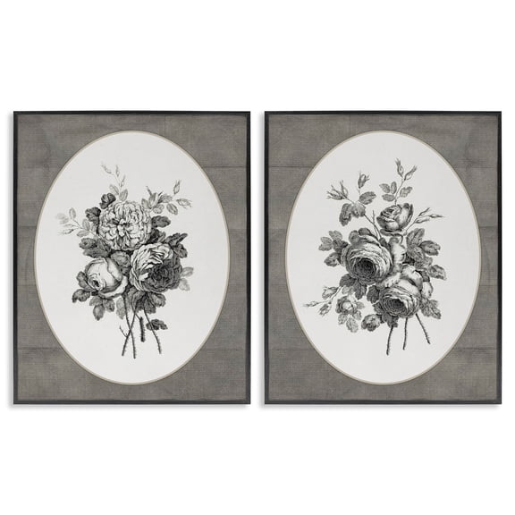 Vintage Petal Bundle Details 2 Piece Black Framed Giclee Art Set, design by Lettered and Lined