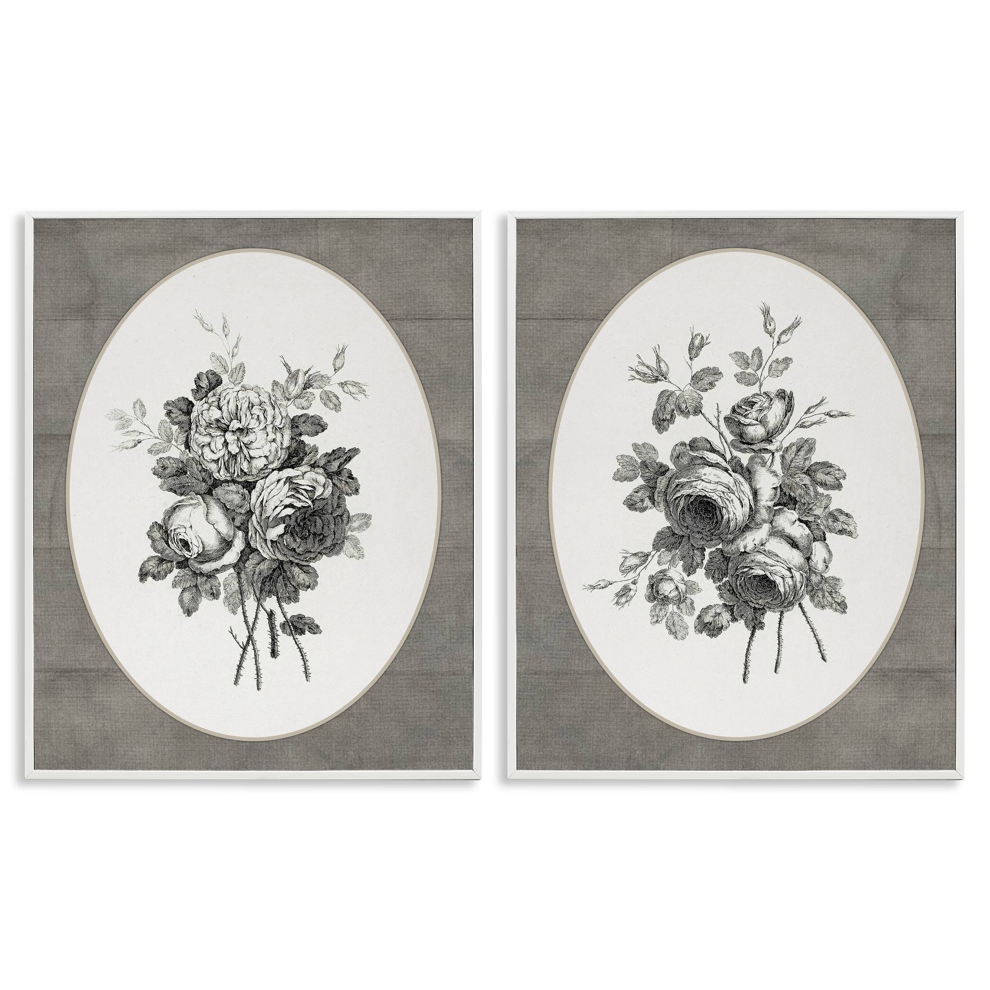Vintage Petal Bundle Details 2 Piece White Framed Giclee Art Set, design by Lettered and Lined