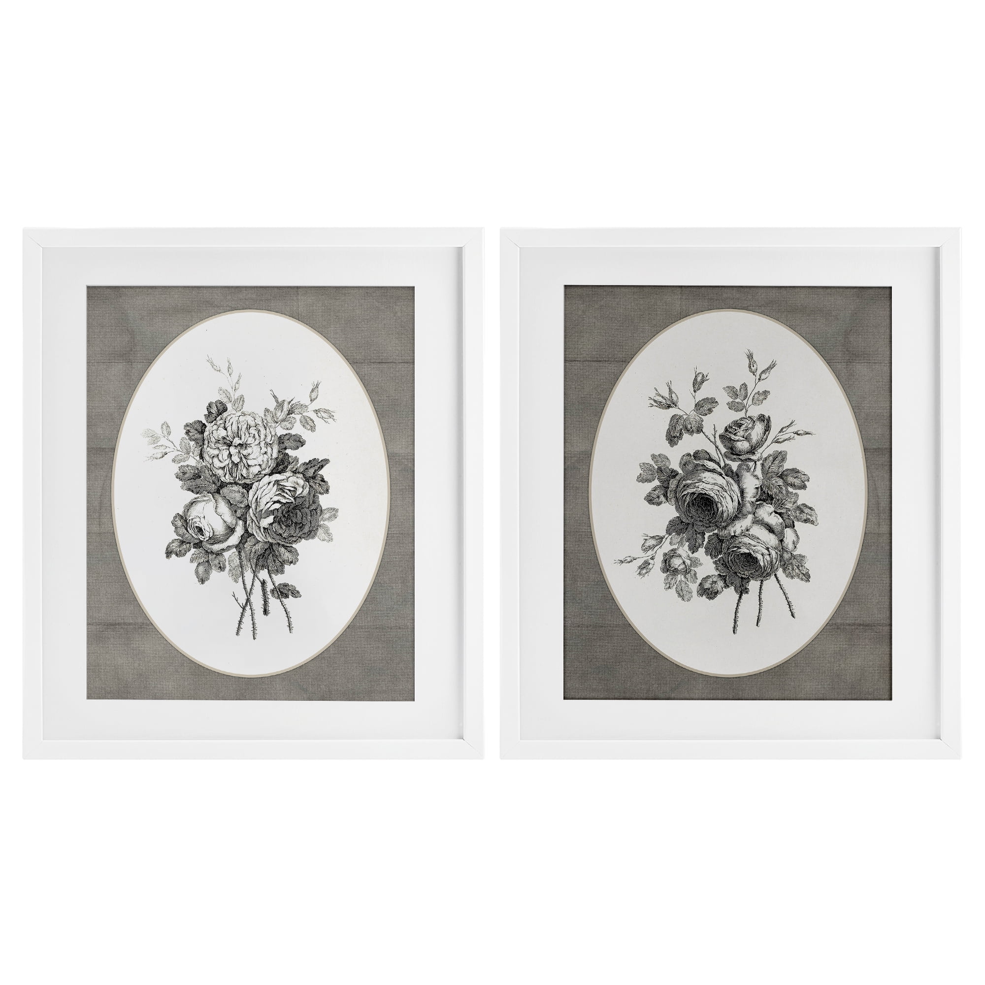 Vintage Petal Bundle Details 2 Piece White Framed Print Under Glass Set, design by Lettered and Lined
