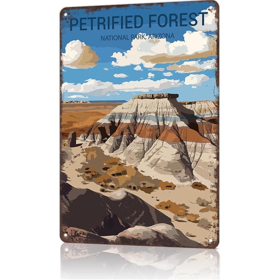 Vintage Petrified Forest National Park Metal Tin Sign 8x12 Inch Wall Art Decor