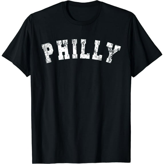 Vintage Philadelphia Distressed Philly Apparel T-Shirt Black Small