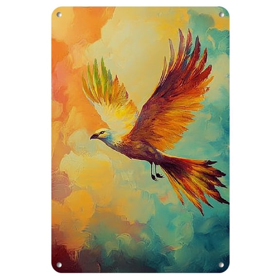 Vintage Phoenix Aluminum Art Print, Iron Wall Decor, Vertical Rectangle, Ideal for Housewarming, Anniversaries, Birthdays, Seasonal Events - Living Room, Bedroom, Bathroom Decoration, Home Decor