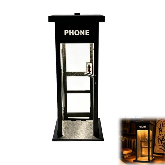 Vintage Phone Booth Ambient Lamp,2026 Retro Tall Telephone Booth Table Lamp with Warm LED Light,Mini Telephone BoothAmbient Desk Light,for Bedroom Home Office Study Room Bar Decoration
