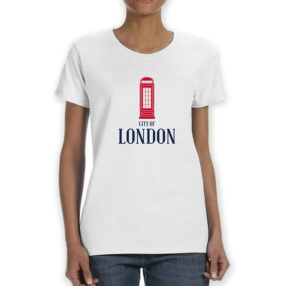 Vintage Phone Cabinet Graphic And "City Of London" Text Women T-Shirt, Female XX-Large