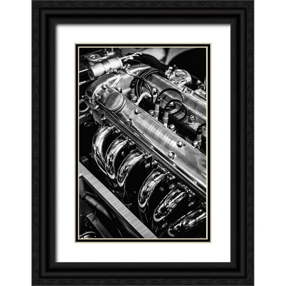 Vintage Photo Archive 11x14 Black Ornate Wood Framed with Double Matting Museum Art Print Titled - Classic Car Engine