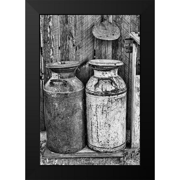 Vintage Photo Archive 13x18 Black Modern Framed Museum Art Print Titled - Milk Churns