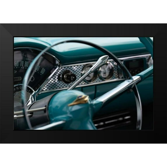 Vintage Photo Archive 14x11 Black Modern Framed Museum Art Print Titled - Classic Car Dashboard in Turquoise