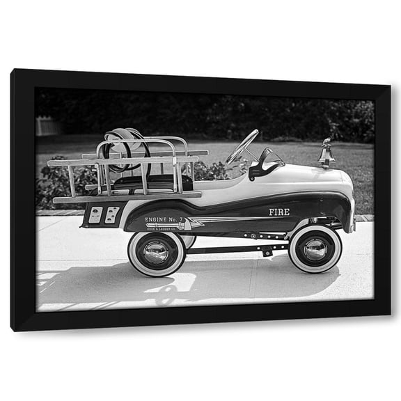 Vintage Photo Archive 14x11 Black Modern Wood Framed Wall Art Titled - Toy Fire Truck