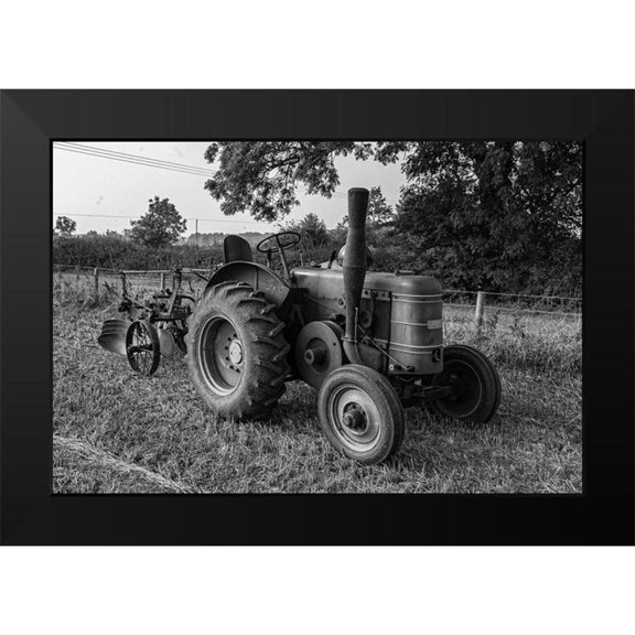 Vintage Photo Archive 14x11 Black Modern Framed Museum Art Print Titled - Vintage Tractor with Plough