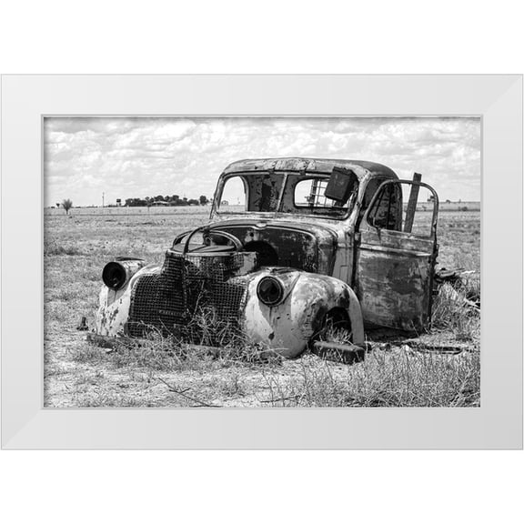 Vintage Photo Archive 14x11 White Modern Wood Framed Museum Art Print Titled - Vintage Car in Field