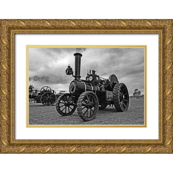 Vintage Photo Archive 18x13 Gold Ornate Wood Framed with Double Matting Museum Art Print Titled - The Burrell Traction Engine