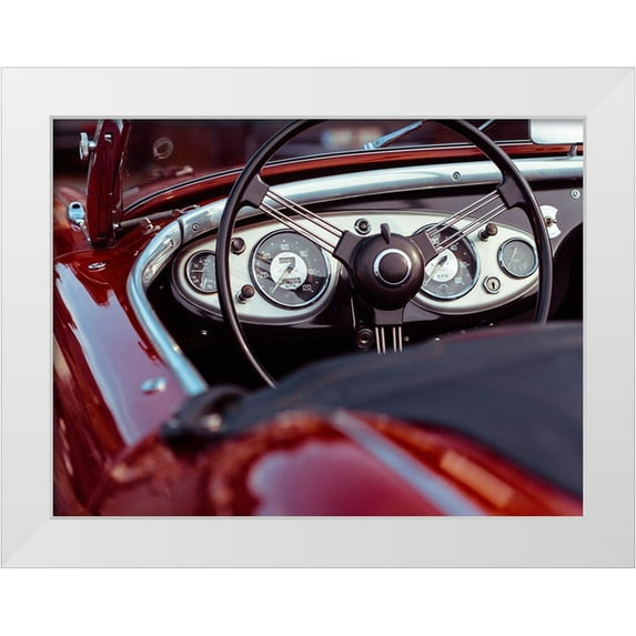 Vintage Photo Archive 24x19 White Modern Wood Framed Museum Art Print Titled - Vintage Red Sports Car Interior