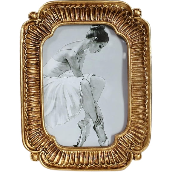 Vintage Photo Frame Design with Resin Frame and Glass Front,Desktop Decorations for Bedrooms and Studies (Rectangle, 4X6)