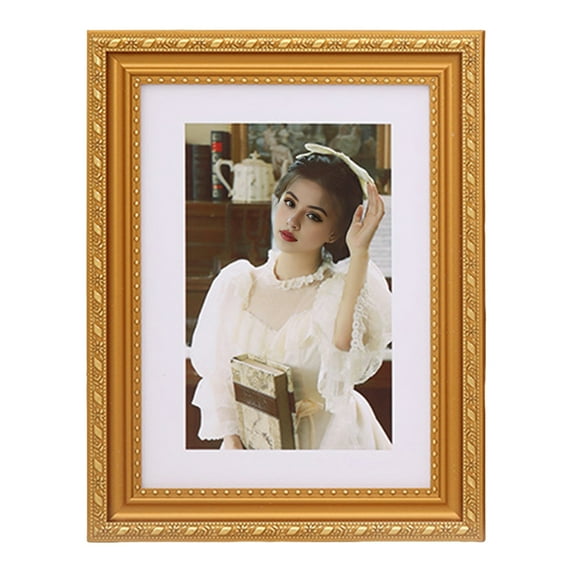 Vintage Photo Frame European Style Photo Frame with Back Hook Shatterproof Tabletop Picture Frame for Home Office Decor