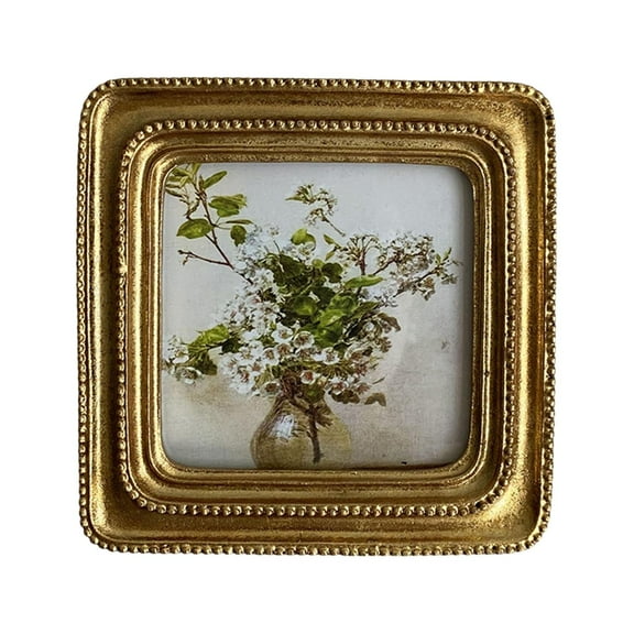 Vintage Photo Frame Retro Picture Holder Desktop Display 4x4 Inch Square Resin for Living Room Office Decor