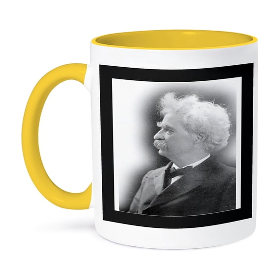 3dRose, Vintage Photo Of Mark Twain.jpg, 15oz Two-Tone Yellow Mug