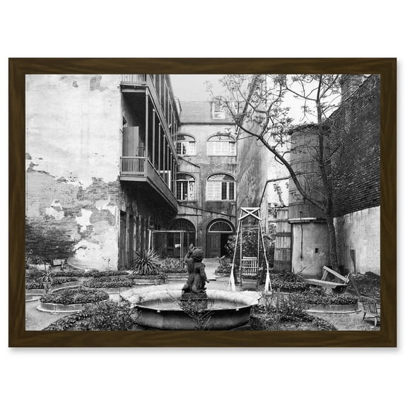Vintage Photo Old French Courtyard New Orleans Louisiana A4 Artwork Framed Wall Art Print