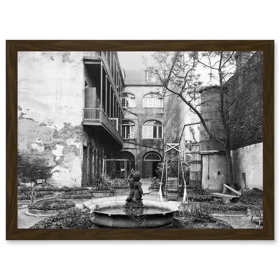 Vintage Photo Old French Courtyard New Orleans Louisiana A4 Artwork Framed Wall Art Print