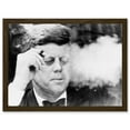 thumbnail image 1 of Photo JFK John F Kennedy Smoking Cigar US President Picture A4 Artwork Framed Wall Art Print, 1 of 4