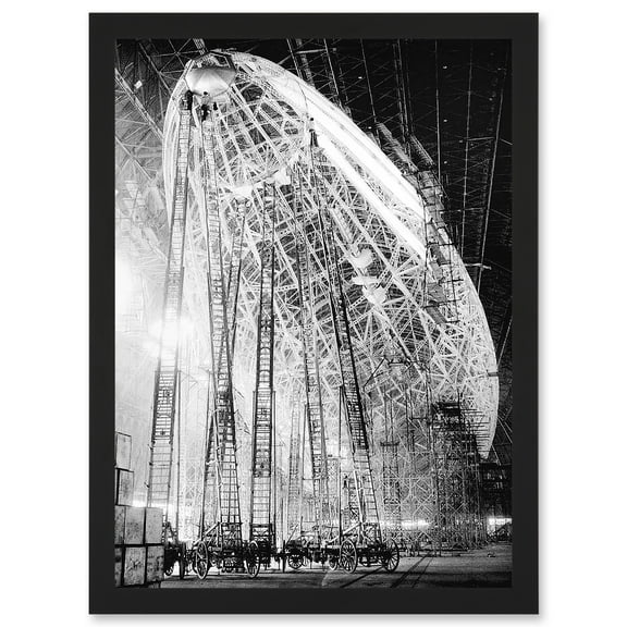 Vintage Photo USS Macon Airship Zeppelin Construction Artwork Framed Wall Art Print A4