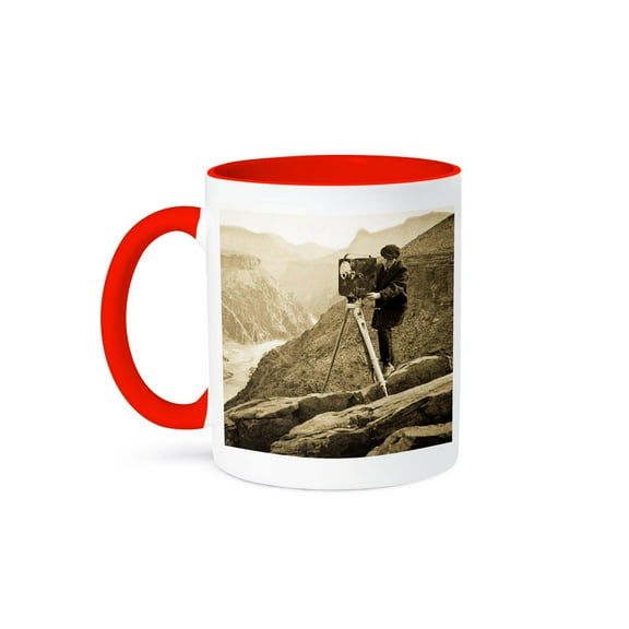 3dRose, Vintage Photographer at the Grand Canyon 4, 11oz Two-Tone Red Mug