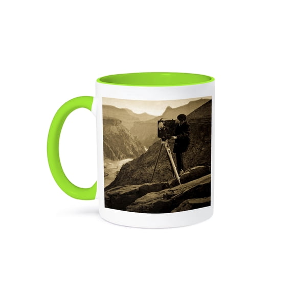 Vintage Photographer At The Grand Canyon 5, 11oz Two-Tone Green Mug