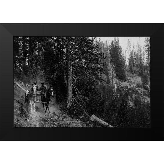 Vintage Photography 14x11 Black Modern Framed Museum Art Print Titled - Wagon on Trail from Diamond Lake