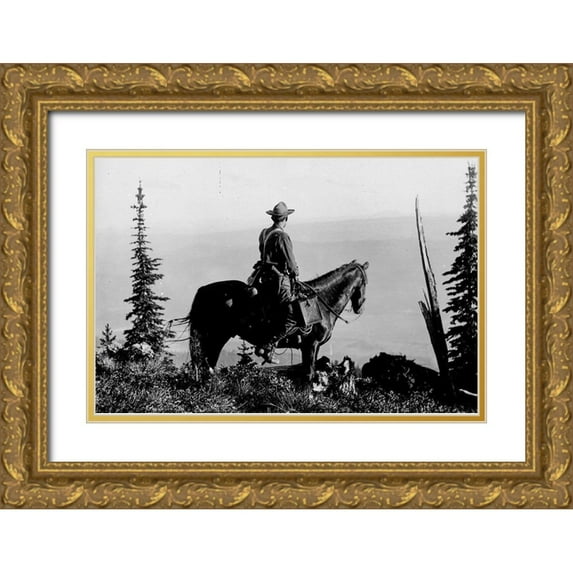 Vintage Photography 14x11 Gold Ornate Wood Framed with Double Matting Museum Art Print Titled - Back Country