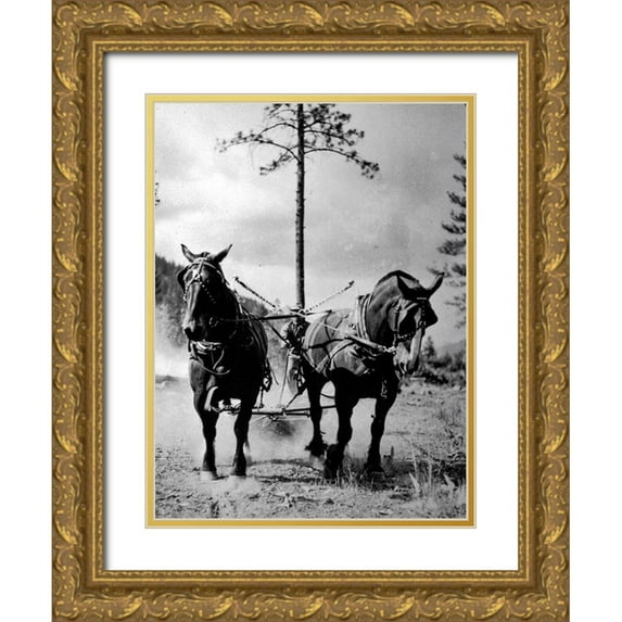 Vintage Photography 15x18 Gold Ornate Wood Framed with Double Matting Museum Art Print Titled - Eight Mile Fire Team