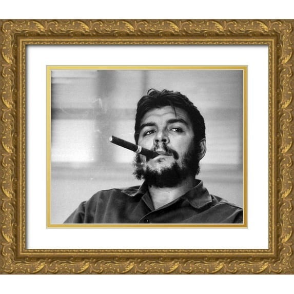 Vintage Photography 24x20 Gold Ornate Wood Framed with Double Matting Museum Art Print Titled - Che Guevera 1963