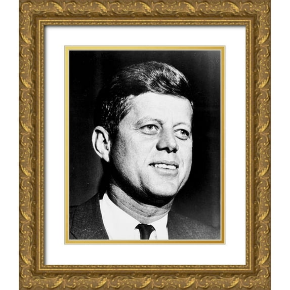 Vintage Photography 26x32 Gold Ornate Wood Framed with Double Matting Museum Art Print Titled - John F Kennedy
