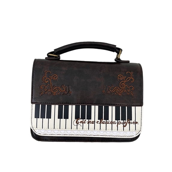 Vintage Piano Keyboard Pattern Crossbody Bag for Women,PU Leather Top‑Handle Shoulder Bag, Fashion Handbag for Commute, Shopping and Daily Use
