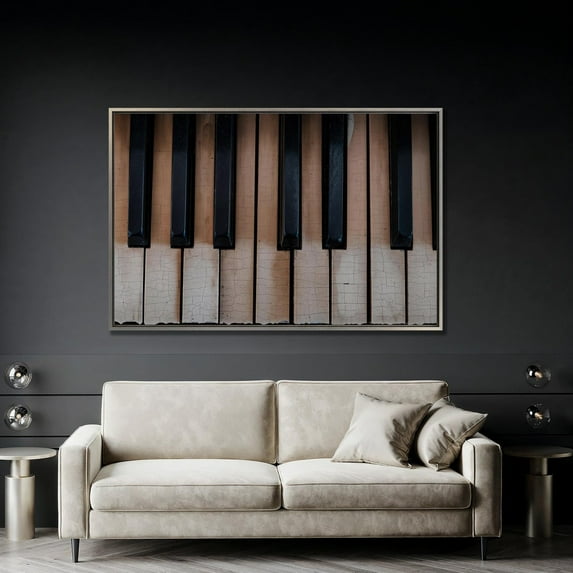 Vintage Piano Keys Poster, Black And White Musical Wall Art Home Decor, 16x24 UNFRAMED