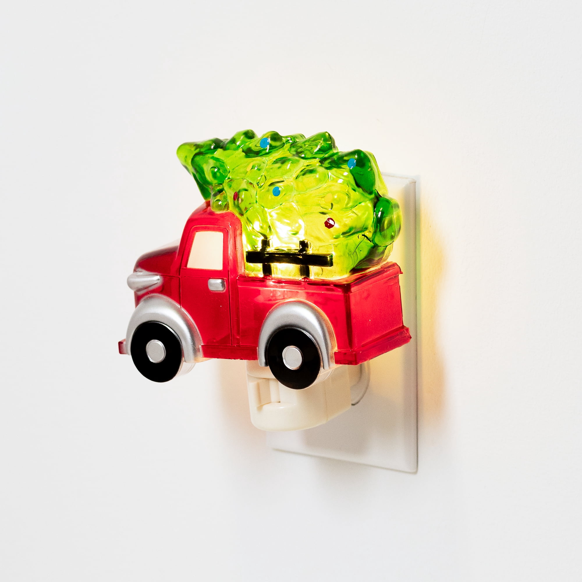 Vintage Pick-Up Truck with Tree Christmas Night Light - 4.5" - Red and Green