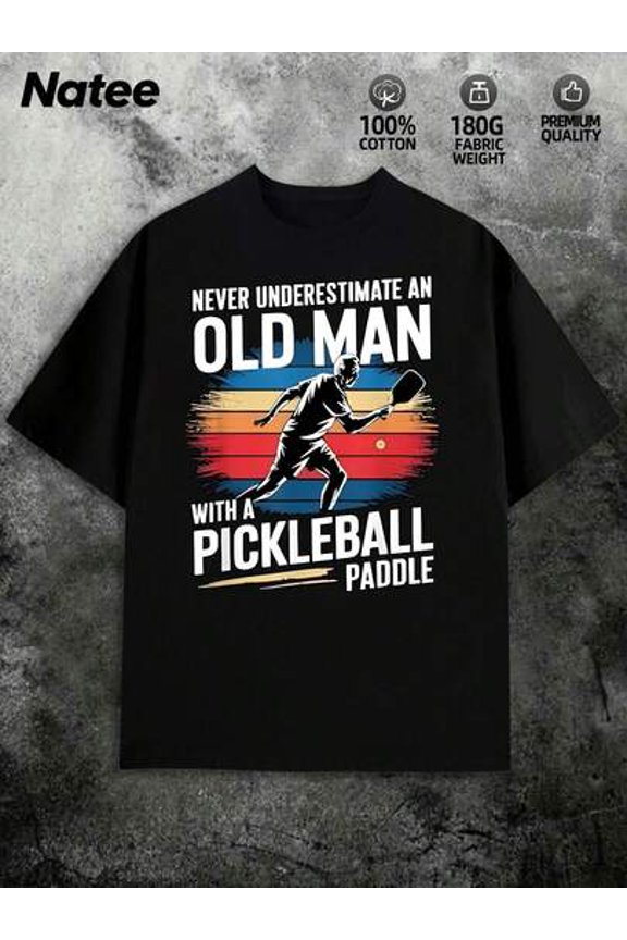 Vintage Pickleball Paddle T-Shirt For Active Seniors Fashion Unisex Shirt Graphic Tee Tshirts A Surprise Gift For Family And Friends Suitable For Campus Wear, Party Gathering, Daily Wear, A Good Cho