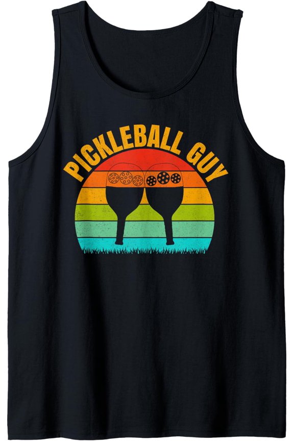 Vintage Pickleball Sports Player Pickleball Guy Tank Top Size S-3XL