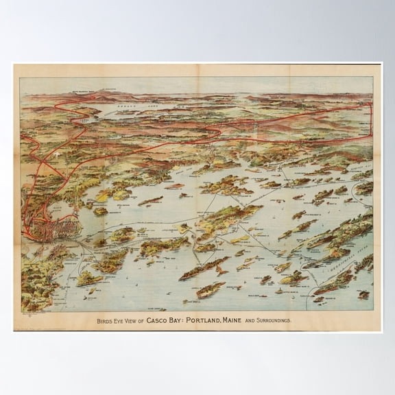 Vintage Pictorial Map Of Portland Maine (1906) Poster Wall Art, Modern Wall Decor, 8x12 UNFRAMED