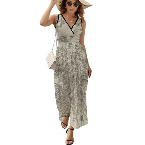 Vintage Pictorial Map of Rome Italy () Sleeveless Dress luxury evening dresses Summer dresses for women