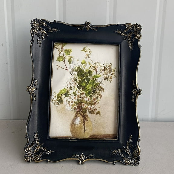 Vintage Picture Frame 5x7 Inch, Black Antique Photo Frames with Glass Front for Tabletop and Wall Hanging, Home Decor, Art Deco, Photo Gallery, Displays, Gift Ideas (black, 5x7)
